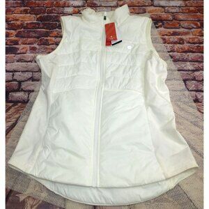 Baleaf Womens Water-Resistant White Puffer Vest Zip Front High Collar Sorona Aur